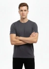 Erkek Thirt Bisiklet Yaka lim Fit Dar Kesim ikralı Tişört Günlük Basic Body  Füme