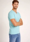 Erkek Thirt V Yaka lim Fit Dar Kesim ikralı Tişört Günlük Basic Body  Turkuvaz