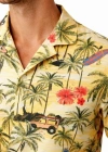 Erkek Tropikal Palmiye Desenli Kısa Kol Gömlek Hawaii Tarz Yazlık Rahat Kalıp  Desenli
