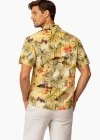 Erkek Tropikal Palmiye Desenli Kısa Kol Gömlek Hawaii Tarz Yazlık Rahat Kalıp  Desenli