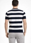 Erkek Tshirt Çizgili Triko Dokuma Bisiklet Yaka Tişört   iyah
