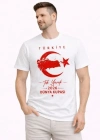 Erkek TÜRKİYE Ay Yıldız Baskılı Taraftar Forma Thirt  Beyaz