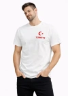 Erkek TÜRKİYE Ay Yıldız Baskılı Taraftar Forma Thirt  Beyaz