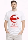 Erkek TÜRKİYE Ay Yıldız Baskılı Taraftar Forma Thirt  Beyaz