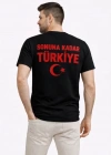 Erkek TÜRKİYE Ay Yıldız Baskılı Taraftar Forma Thirt  iyah
