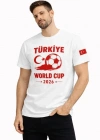 Erkek Türkiye World Cup 2026 Baskılı Tişört Futbol Temalı Forma Thirt  Beyaz
