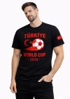 Erkek Türkiye World Cup 2026 Baskılı Tişört Futbol Temalı Forma Thirt  iyah