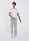 Erkek Üç İplik Basic Eşofman Boru Paça İpli Pantolon  Gri