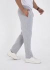 Erkek Üç İplik Basic Eşofman Boru Paça İpli Pantolon  Gri