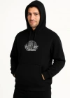 Erkek Üç İplik Kapüşonlu Ön Ve Arka Baskılı weathirt Hoodie  iyah