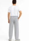 Erkek Üç Iplik Kışlık Pamuklu Ovarsize Bağcıklı Düz Paça Cepli Eşofman Altı por Rahat odel  Gri