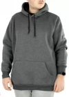 Erkek Uzun Kol Kapşonlu Basic Sweatshirt Hoodie  Füme