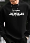 Erkek Uzun Kollu Bisiklet Yaka Los Angeles Yazılı Iki Iplik Bluz