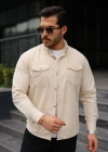 Erkek Uzun Kollu Cepli Kadife Gömlek