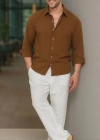 Erkek Uzun Kollu Regular ofya Keten Gömlek