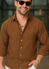 Erkek Uzun Kollu Regular ofya Keten Gömlek