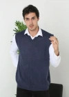 Erkek V Yaka Kolsuz Süveter Triko Kazak Yumuşak Dokulu Pamuklu Ince Dokuma Rahat Regular Kalıp  acivert
