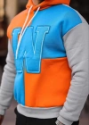 Erkek W Nakış İşlemeli Kapüşonlu weatshirt  avi