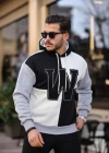 Erkek W Nakış İşlemeli Kapüşonlu weatshirt  iyah