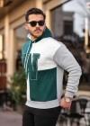 Erkek W Nakış İşlemeli Kapüşonlu weatshirt  Yeşil