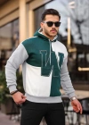 Erkek W Nakış İşlemeli Kapüşonlu weatshirt  Yeşil