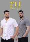 Erkek Waffle Dokuma Açık Yakalı Düğmeli Regular Kalıp 2’li Gömlek eti  Beyaz  Gri