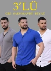 Erkek Waffle Dokuma Açık Yakalı Düğmeli Regular Kalıp 3’lü Gömlek eti  Gri, aks avisi, Beyaz
