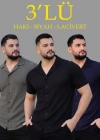 Erkek Waffle Dokuma Açık Yakalı Düğmeli Regular Kalıp 3’lü Gömlek eti  iyah, Haki, acivert