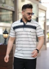 Erkek Yakalı çizgili Kısa Kollu Tshirt