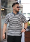 Erkek Yakalı çizgili Kısa Kollu Tshirt