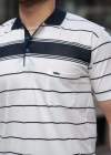 Erkek Yakalı çizgili Kısa Kollu Tshirt