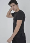Erkek Yandan Fermuarli lim Fit Tshirt  iyah