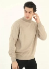 Erkek Yarım Balıkçı Yaka Triko Kazak  Bej