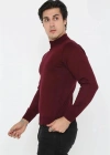Erkek Yarım Balıkçı Yaka Triko Kazak  Bordo