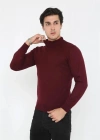 Erkek Yarım Balıkçı Yaka Triko Kazak  Bordo