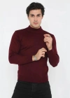 Erkek Yarım Balıkçı Yaka Triko Kazak  Bordo