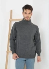 Erkek Yarım Balıkçı Yaka Triko Kazak  Füme