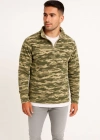 Erkek Yarım Fermuarlı Desenli Polar Sweat – Haki Kamuflaj Yakalı, Uzun Kollu, Oversize Rahat Kalıp  Haki