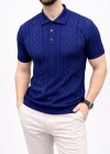 Erkek Yazlık Triko Tişört Kısa Kol Polo Yaka Düğmeli Thirt  acivert