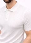 Erkek Yazlık Triko Tişört Kısa Kol Polo Yaka Düğmeli Thirt  Beyaz