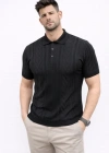 Erkek Yazlık Triko Tişört Kısa Kol Polo Yaka Düğmeli Thirt  iyah