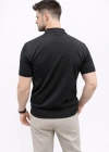 Erkek Yazlık Triko Tişört Kısa Kol Polo Yaka Düğmeli Thirt  iyah