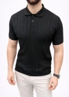 Erkek Yazlık Triko Tişört Kısa Kol Polo Yaka Düğmeli Thirt  iyah