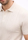 Erkek Yazlık Triko Tişört Kısa Kol Polo Yaka Düğmeli Thirt  Krem
