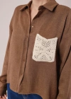 Etnik Cep Detaylı Kahverengi Gömlek