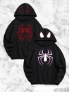 evgili Çift Kombini Örümcek Baskılı Kapüşonlu weatshirt Hoodie  iyah