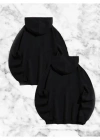 evgili Çift Kombini Örümcek Baskılı Kapüşonlu weatshirt Hoodie  iyah