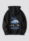 evgililer Günü Araba Temalı Baskılı Oversize Kapüşonlu weatshirt Hoodie  iyah