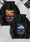evgililer Günü Araba Temalı Baskılı Oversize Kapüşonlu weatshirt Hoodie  iyah