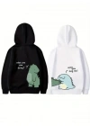 evgililer Günü Baskılı Oversize Kapüşonlu weatshirt Hoodie  iyah